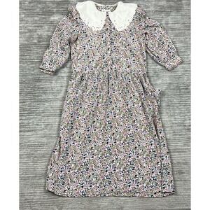 Vintage Blake Elizabeth Dress Womens 12‎ Multicolor Floral 3/4 Sleeve Cottage